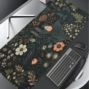 Vintage Floral Pattern Mouse Pad, Large Gaming Mouse Pad, Aesthetic Desktop Decoration Protective Pad, Multi-size Rubber Pad for Laptop, Desktop Computer Games, Desk Accessories