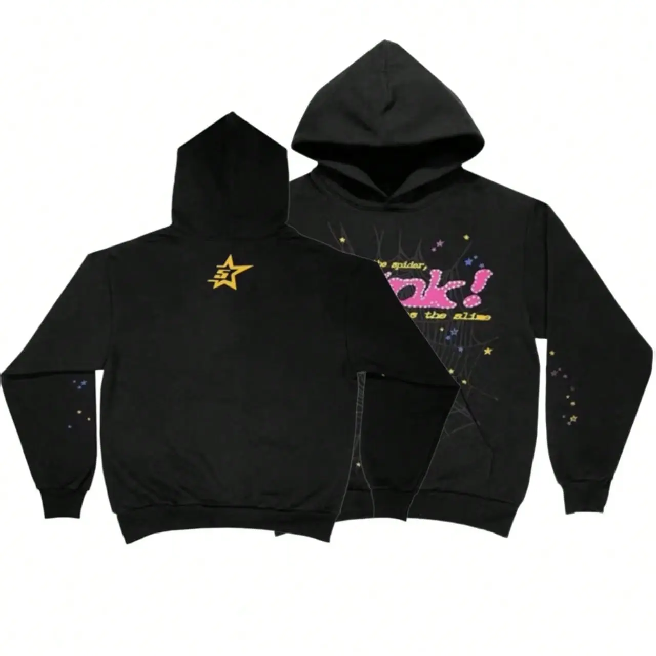 Men's Hip Hop Spider Hooded Sweatshirt Web Pattern Letter Pattern Harajuku Retro Hoodie Long Sleeve And Pants For Men And Women Suit Y2k Clothing Pullover Polyester Material