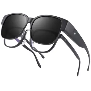 BIRCEN Polarized Fit Over Sunglasses: Wear Over Glasses Sunglasses Wrap Around Fitover Shades for Men Women UV Pretection