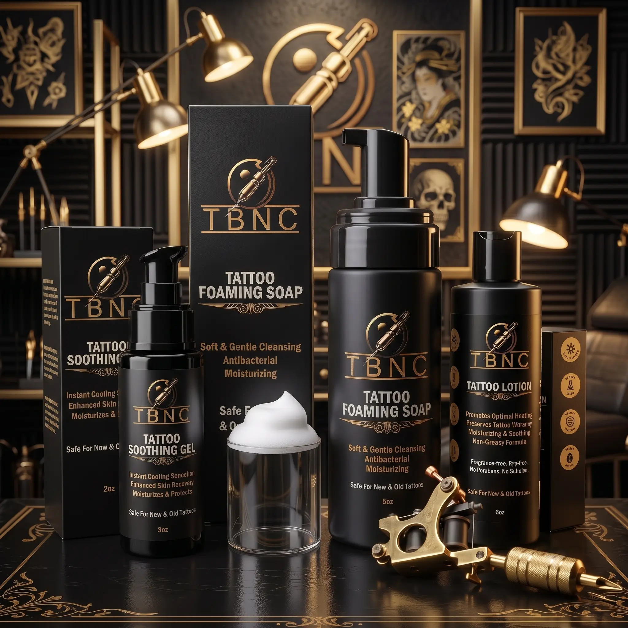 Basic Tattoo Aftercare Kit | Complete New Tattoo Healing Set with Gentle Tattoo Foaming Soap Cleanser, Hydrating Tattoo Lotion & Soothing Tattoo Gel | Essential Fresh Ink Care Pack for Fast Healing, Pain & Itch Relief, Bright Color & Skin Hydration | TBNC