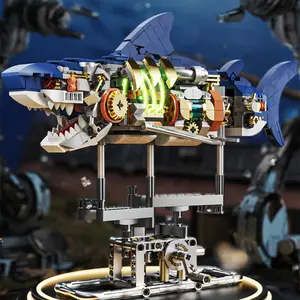 Shark Design Building Blocks Toy, 1 Box Creative DIY Assembly Toy, Home Decoration Ornament, Educational Toy for Teenager & Adults