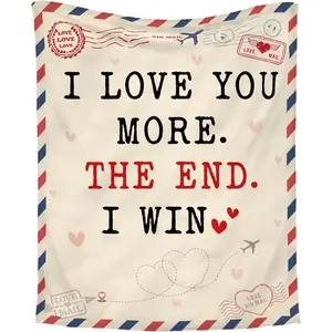 Anniversary Couple Valentine's Day Gifts for Women - I Love You More Soft Fleece Throw Blanket Birthday Christmas Romantic Gifts for Girlfriend Boyfriend Wife Husband, I Love You Gift for Him Her