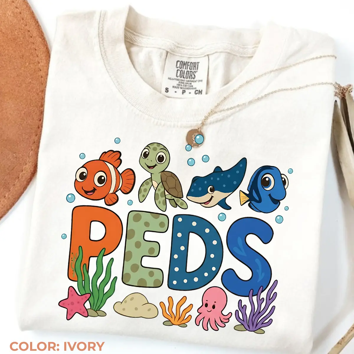 Comfort Colors Pediatric Nurse Shirt, Cute Ocean Nurse Graphic Tee, Peds RN T-Shirt, Pediatric Healthcare Gift, Children's Hospital Nurse Top