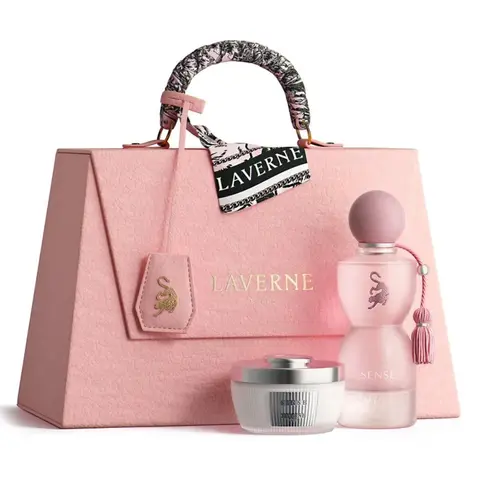 LAVERNE Georgina Sense Alcohol-Based EDP Floral Fruity Perfume (75ml) - Boxed Women's Multi-Pack Gift Set with Blackcurrant Note, Powder Pack, Perfume Bag for Selfcare & Beauty Gifts, Boxed Women's Fragrance
