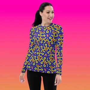 Colour TwirlZ: Indigo+Mustard Women's Rash Guard
