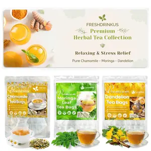 FRESHDRINKUS Premium Herbal Tea Collection Relaxing & Stress Relief Pure Chamomile - Moringa - Dandelion
