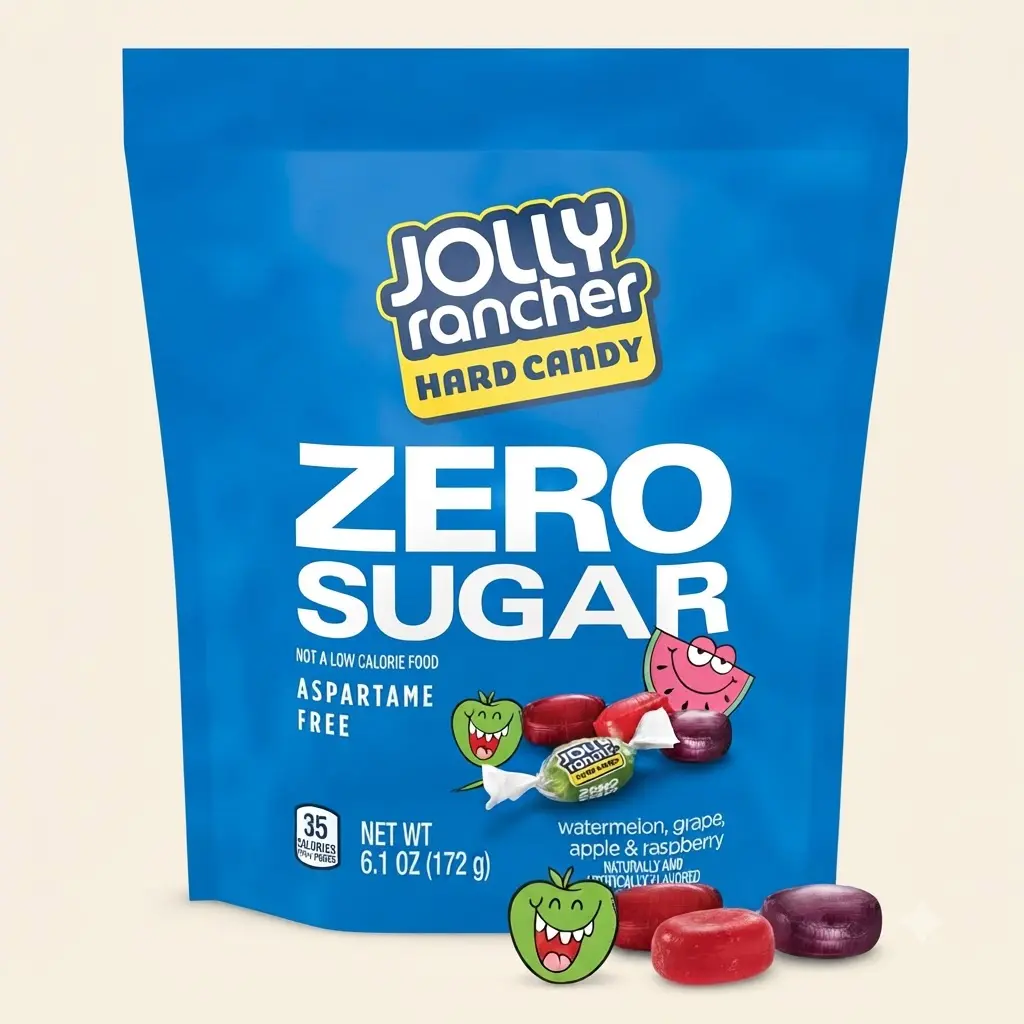 JOLLY RANCHER Zero Sugar Assorted Fruit Hard Candy 6.1 oz Sugar Free Watermelon Grape Apple Raspberry Bulk Candy Bag