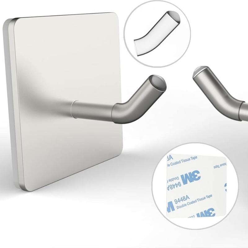 6 Pack Adhesive Hooks 3M Self Adhesive Metal Wall Sticky Hooks Hanger for Keys Bags Clothes Hat Towel Kitchen Bath Room Living Room No Drilling Needed