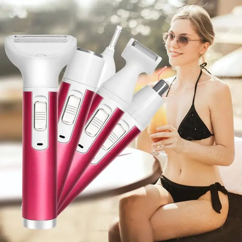 5 in 1 Electric Hair Remover, Rechargeable Hair Removal Tool, Multifunctional Hair Shaver, Nose Hair Trimmer, Eyebrow Trimmer, Leg Hair Trimmer, Shaver Head, Cordless Body Shaver, USB Rechargeable Shaver, and Cleaning Brush Kit