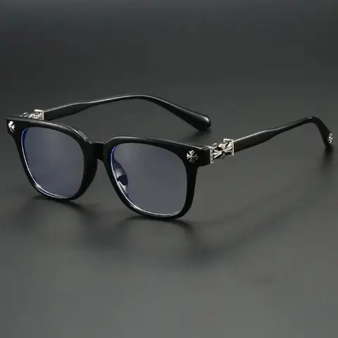 Fashion Metal Square Frame Flat Lens Outdoor Versatile Anti-Blue Light Trendy Casual Glasses, Square Frame Eyewear, Square Frames Eyeglasses, Casual Style, All Seasons, Plain Pattern