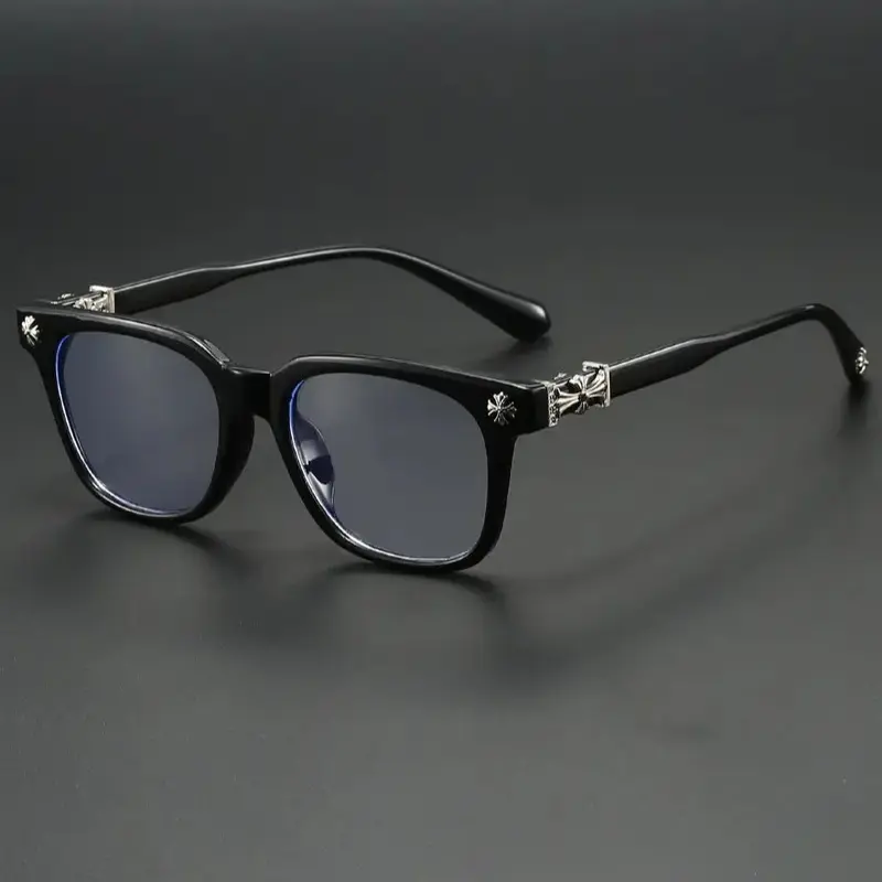 Fashion Metal Square Frame Flat Lens Outdoor Versatile Anti-Blue Light Trendy Casual Glasses, Square Frame Eyewear, Square Frames Eyeglasses, Casual Style, All Seasons, Plain Pattern