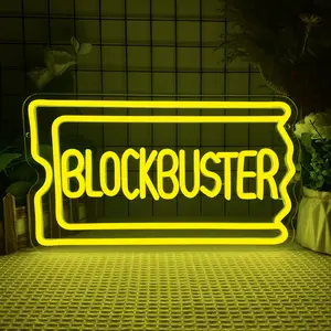 Blockbuster Neon Sign for Wall Decor Neon Light Up Sign Music Neon Light Letter LED Neon Sign for Bedroom Music Room Record Room Recording Studio Bar Restaurant Decoration