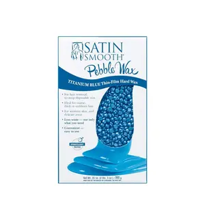 Satin Smooth Pebble Wax Titanium Blue Thin Film Hard Wax 35 oz No Strip Disposable Hair Removal Wax