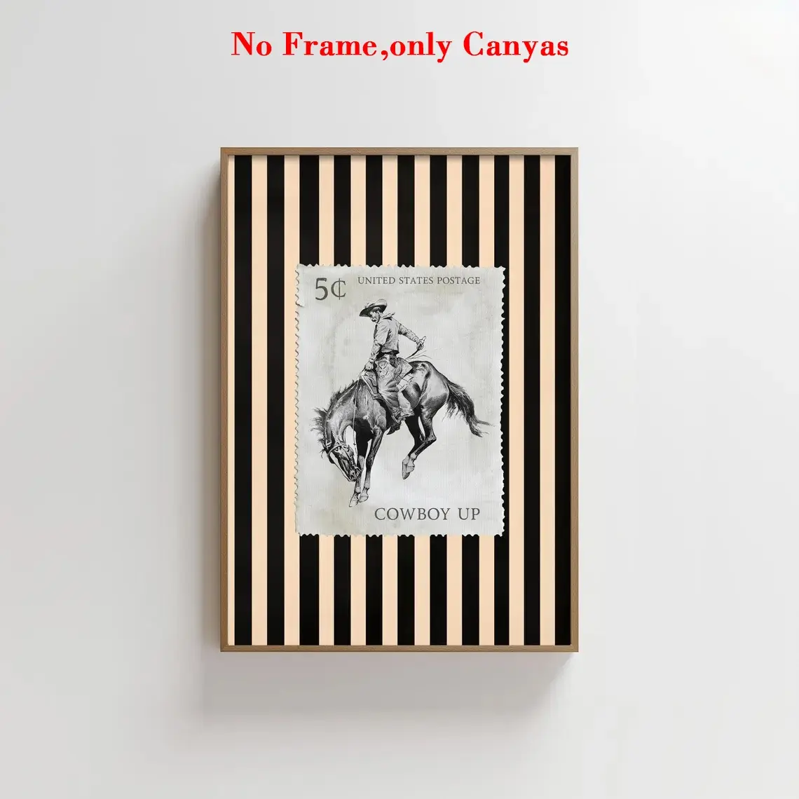 1 pc, wall art, Artwork For Walls, vintage poster, vintage prints, rodeo stamp art print, western canvas painting with stripes, kitchen decor, restaurant aesthetic design, gift for friends, housewarming gift, unframed