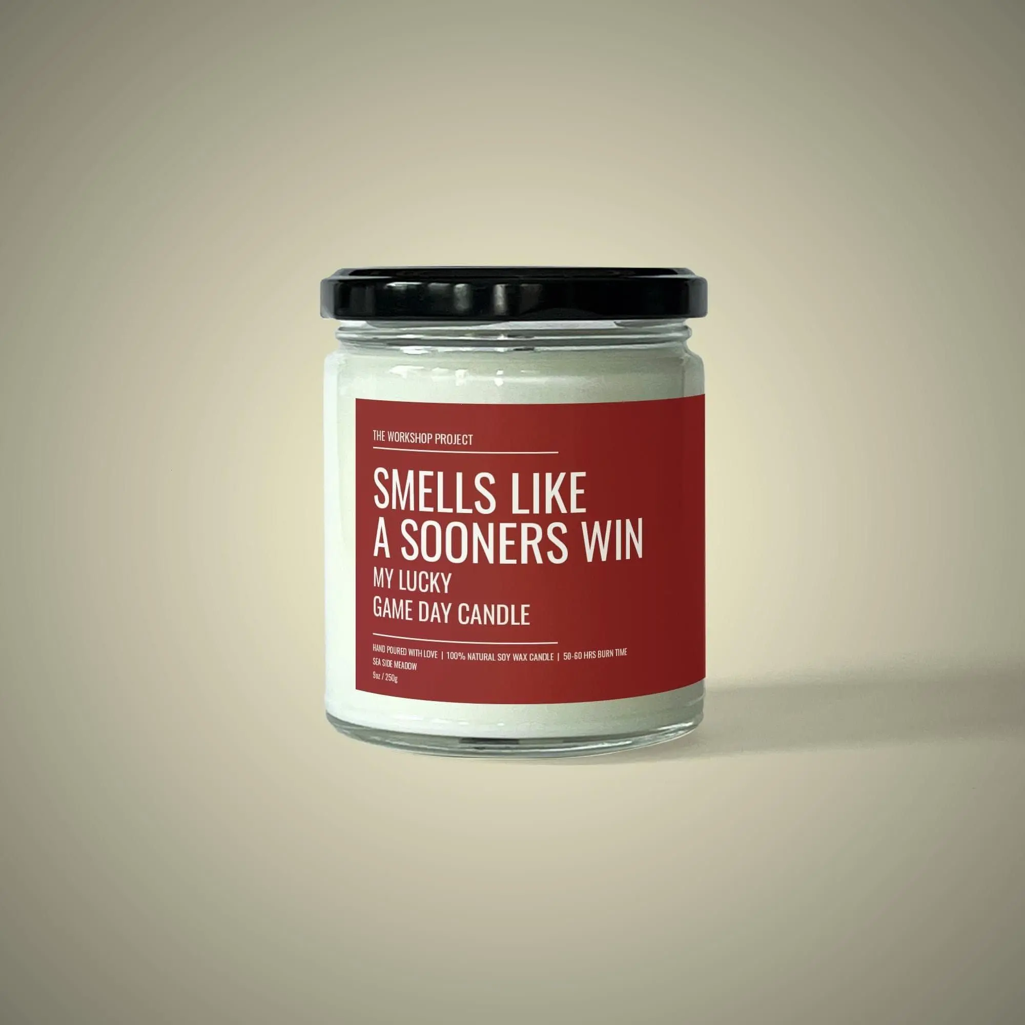 Smells Like a Sooners Win Candle � Funny College Football Candle for Sooners Fans, Lucky Game Day Soy Candle