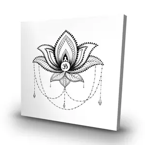 360 Stand Ethnic Lotus Motif Wall Print - 32x32 in White Home Decor Ornaments, High-Detail Artistic Spiritual Room Decor, Ideal Gift for Home Supplies, Decoration