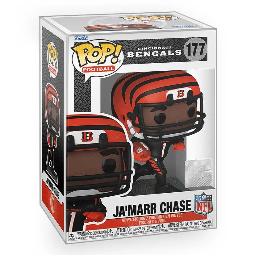 Funko POP Football: Bengals - JaMarr Chase NFL Vinyl Figure with Epic Collectibles Premium Box Protector Included