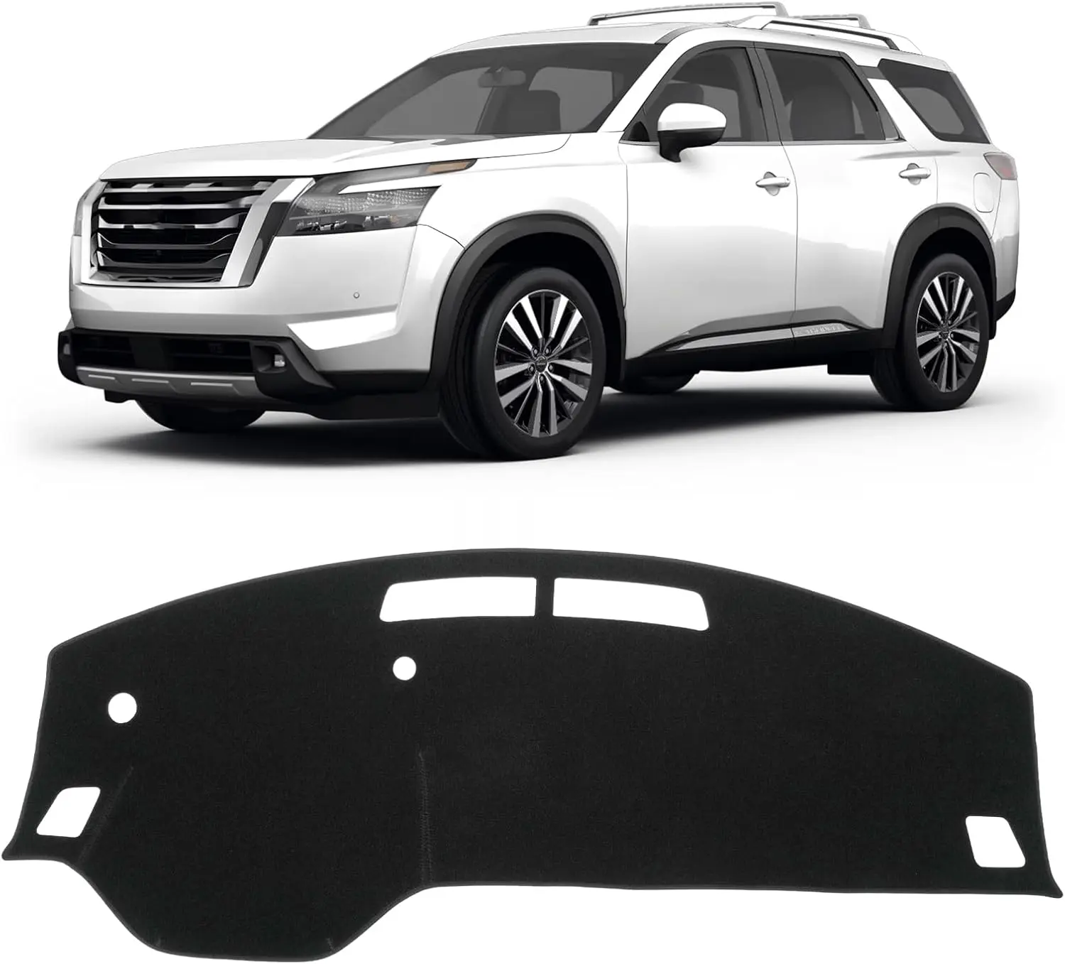 KUST Car Dash Cover for Nissan Pathfinder 2022 2023 2024 2025 Polyester Non-Slip Center Console Dash Cover Interior Accessories for Pathfinder Custom Fit Dash Mat Sunshade Windshield Glare Black