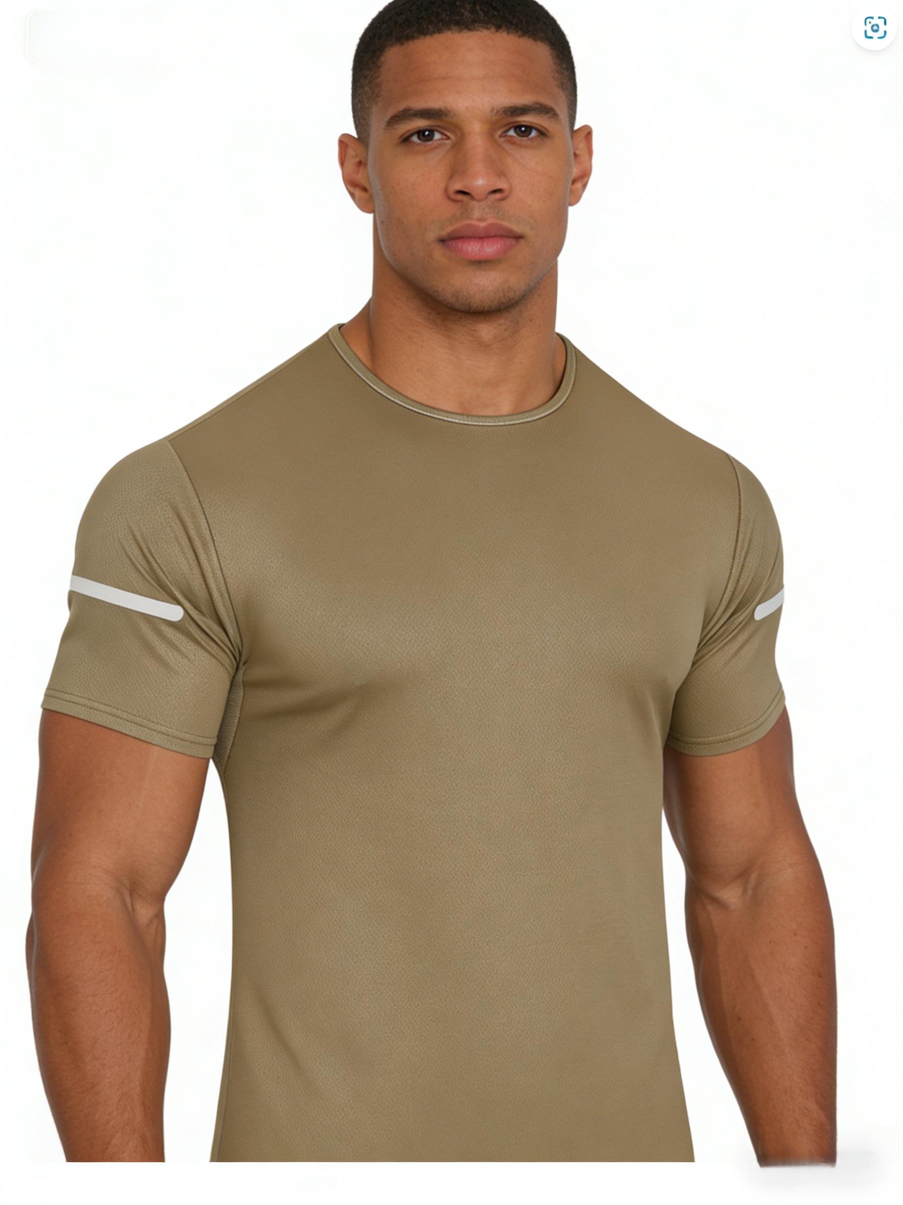 7PCS Men's Print Reflective Stripe Sports T-Shirts, Quick Drying Breathable Round Neck T-shirt,Casual Tops for Workout Running, Gym Tees, Men's Sportswear for Summer Running Shirts, Moisture-Wicking T-Shirts, Gym Workout Short Sleeve Shirts