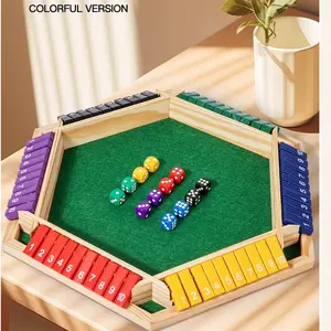 Wooden Closed Box Dice Game Set for 1-6 Players Family Night Party Fun Colorful Standard Six-Sided Wooden Dice Board Game Ideal for Bonding and Entertaining Guests