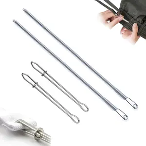 4 count Drawstring Threader Tool, Stainless Steel Long Loop Turner Sewing Tools and Short Rope Threading Clips, Bodkin Sewing Tools for Easily Threading Hoodies, Jackets and Pants Ropes
