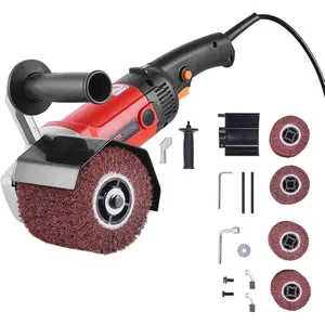 VEVOR Burnishing Polishing Machine, 1200W 6 Variable Speed Surface Conditioning Tool, Handheld Electric Metal Burnishing Machine with 4 Fiber Polishing Wheels for Stainless Steel, Non-Ferrous MetalsVEVOR Super Brand Day