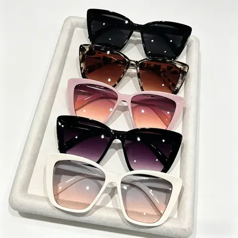 Women's 4/5-Pack Pa Cat Eye Sunglasses Set - Large Natural Material Plastic Frame, UV400 Shield, Bold Look Female Sports Eyewear, Ideal for Daily Wear & Outdoor Fun, FDA Certified Camping Accessories