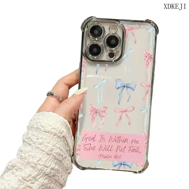 Bow Bible label personalized phone case Suitable for iPhone 16/15/14/13/12/11 Pro Max Plus electroplated anti drop soft case phone case Protector Screen Protector Protection Protective Cover Smartphone Casing Cellphone Shockproof