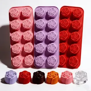 3-Piece Rose Silicone Mold Set, 10-Connected Flower Design, Ideal for Chocolate, Candy, Jelly, Ice Cubes, Baking, Valentine's Day, Party Essentials