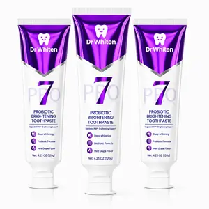 DrWhiten 7-Probiotic Purple Whitening Toothpaste, Upgraded Color Correcting Formula, Mint Grape Flavor, Fresh Breath & Enamel Care, Daily Oral Care Toothpaste, 4.23 oz