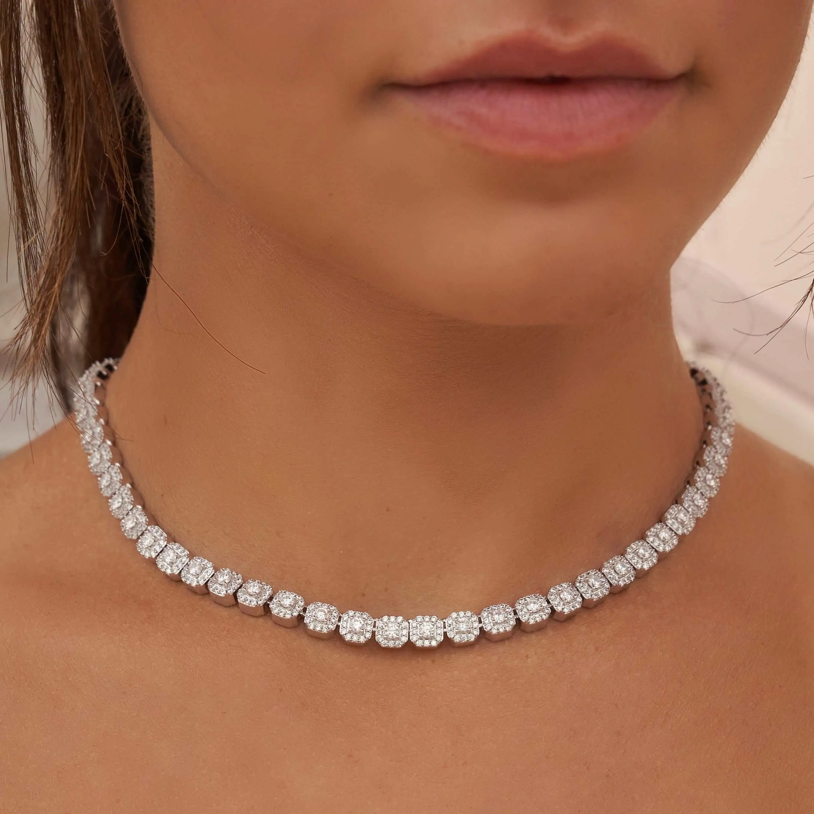 GLD Micro Clustered Tennis Necklace in White Gold - Perfect Gift #TikTokShopBackToSchool