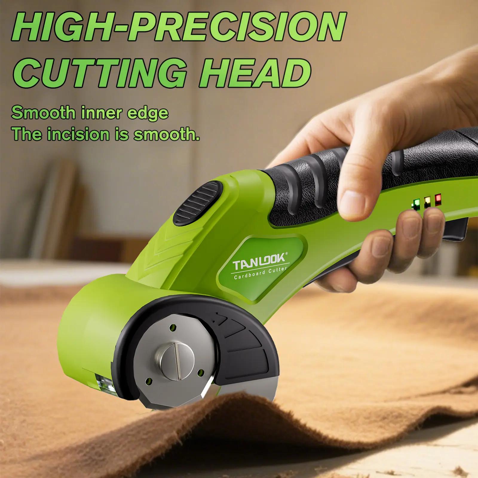 TANLOOK Cordless Electric Scissors - USB Rechargeable Cardboard Cutting Tool with Safety Lock, Replaceable Blades, for Fabric, Leather & Plastic