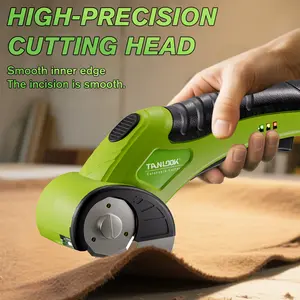 TANLOOK Cordless Electric Scissors, USB Rechargeable Fabric & Box Cutter with Safety Lock, Replaceable Blades, Easy Cutting for Cardboard, Leather & Plastic