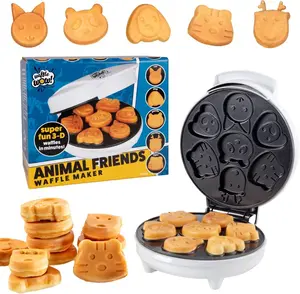 Waffle Wow! Animal Mini Waffle Maker- Makes 7 Fun, Different Shaped Waffles Including a Cat, Dog, Reindeer & More