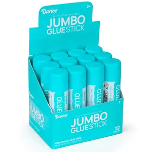Jumbo Glue Sticks 1.4 Oz (40g) – All-Purpose Washable School Glue for Crafts, Paper & Fabric, Clear Drying Acid-Free Non-Toxic Bulk 12 Pack Classroom Supply