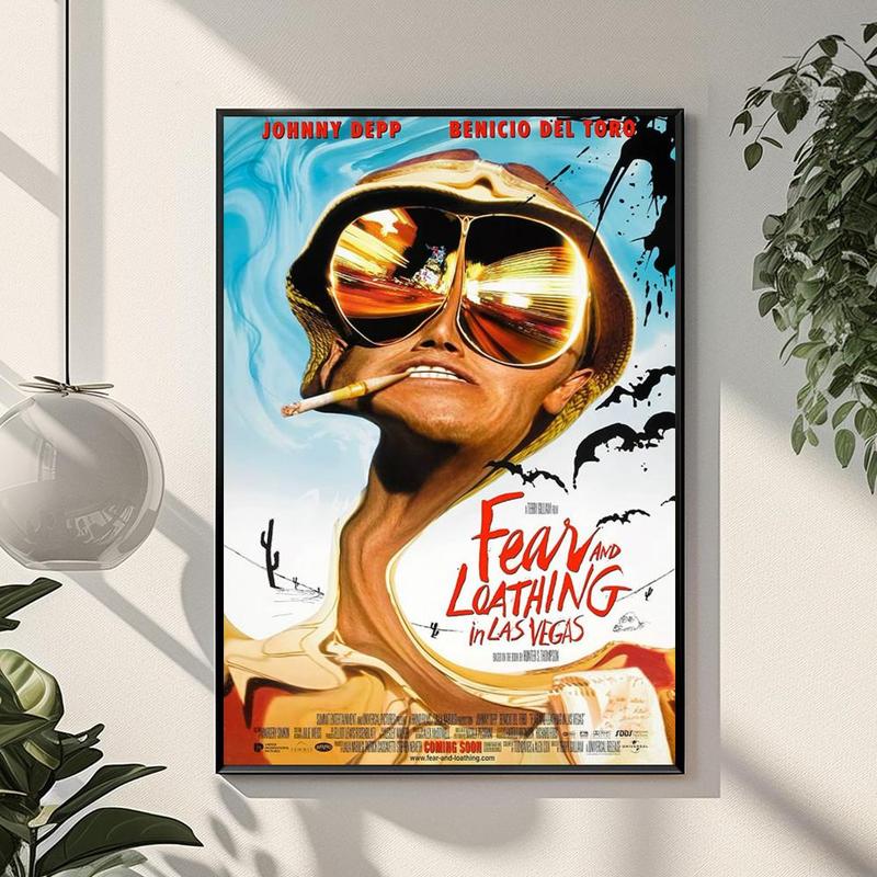 Fear Loathing Las Vegas Poster Waterproof HD Wall Sticker | Self-Adhesive Decorative Art Poster | Fade-Resistant Scratch-Proof for Long-Term Use | Easy to Apply and Clean | for Home Office Bedroom Living Room Kitchen Decor | Gift Idea