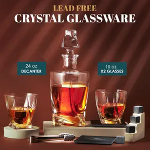 Whiskey Stones Gift Set by Royal Reserve, Artisan Crafted Scotch Bourbon Glasses, Chilling Rocks, Coasters and Tongs – Whiskey Gifts for Men Dad Boyfriend Anniversary or Retirement