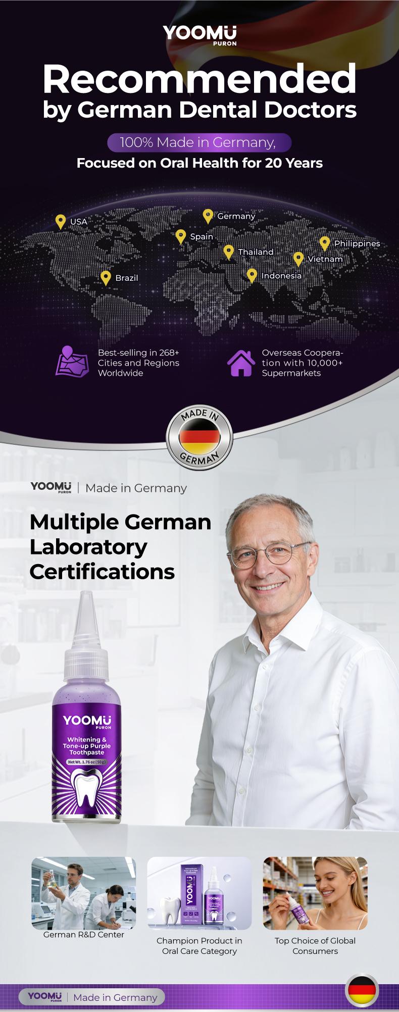 YOOMU 2 Purple light activates the whitening toothpaste, freshens breath, deeply cleans the mouth, and brightens the teeth.