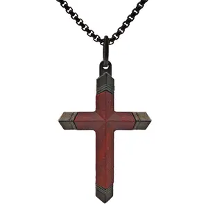 Jemant Wooden Cross Necklace For Men Women Natural Wood Cross Pendant Necklace Y2k Gothic Accessories Christian Faith Stainless Steel Box Chain 24inch Non Tarnish Handmade Jewelry Baptism Easter Confirmation Gift For Boy Girls Grandson Son Father Wife