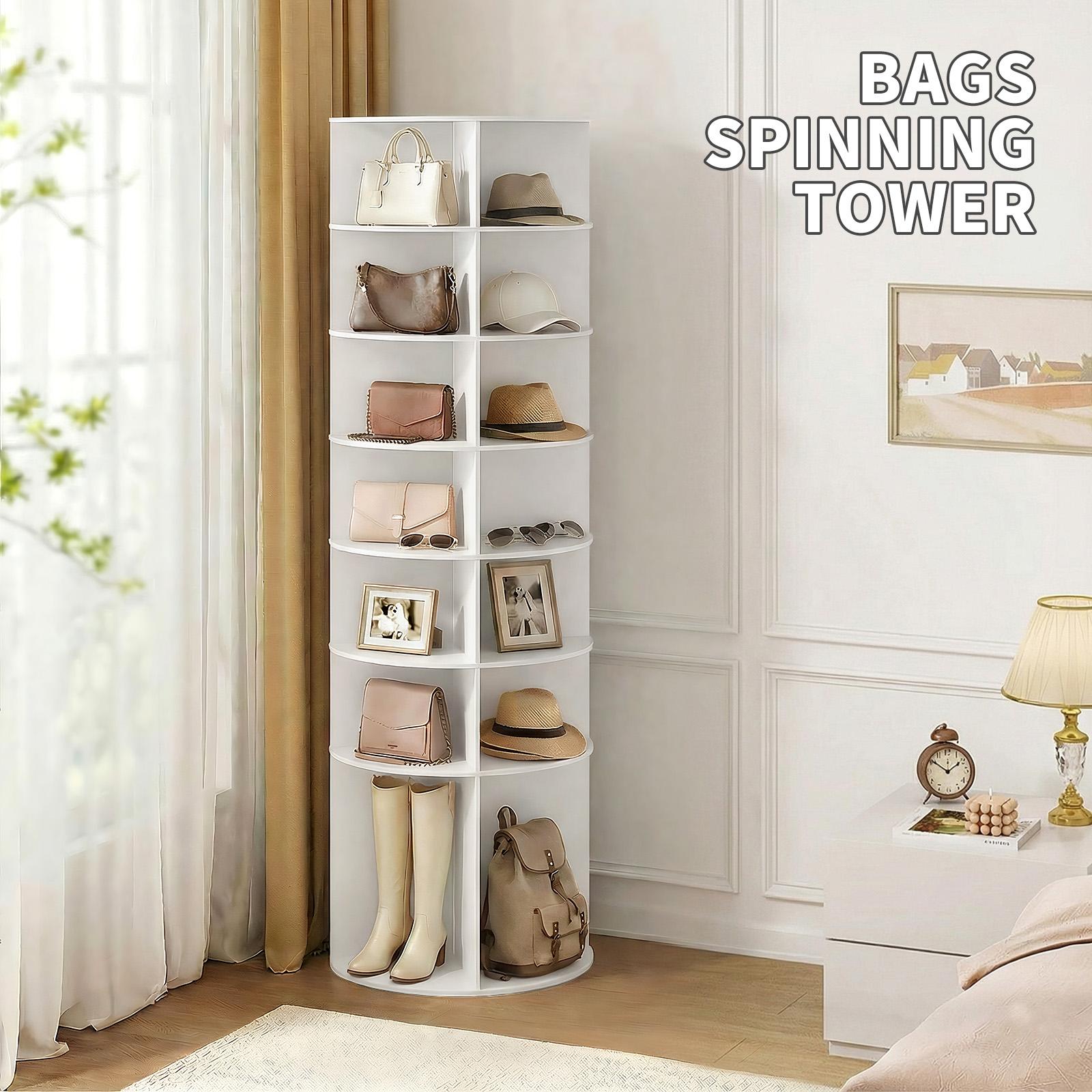 7-Tier 360° Rotating Shoe Rack Organizer, Wood-Plastic Composite, 60x60x184 cm, White, Space-Saving, Durable, Easy Assembly, Shoe Storage System 7-Tier 360° Rotating Shoe Rack Organizer, Wood-Plastic Composite, 60x60x184 cm, White, Space-Saving, Durable, Easy Assembly, Shoe Storage System