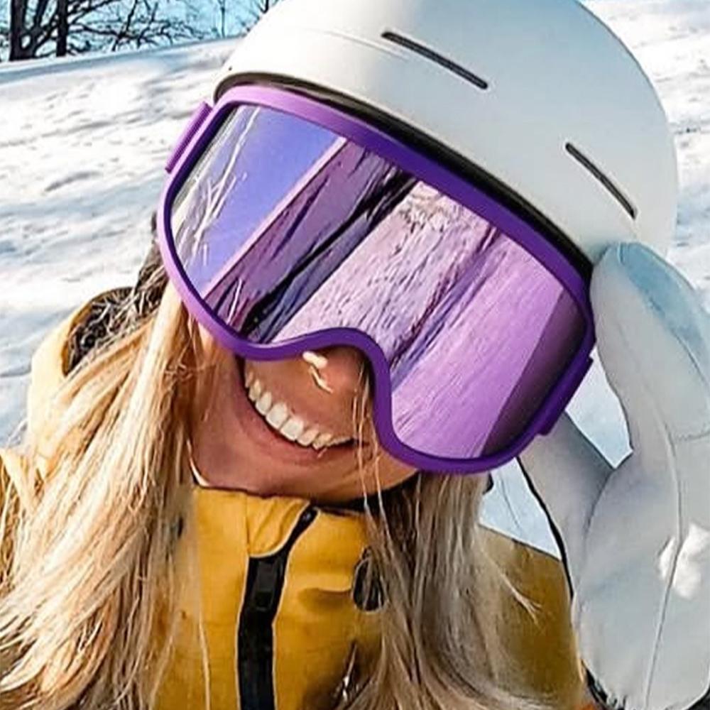 Large Frame Ski Goggles for Men Women Colored Lens Anti-Fog Anti-Glare Snowboard Goggles Wide Vision Sponge Padding Comfortable Fit Snow Goggles for Skiing Snowboarding Winter Outdoor Sports Mountain Riding