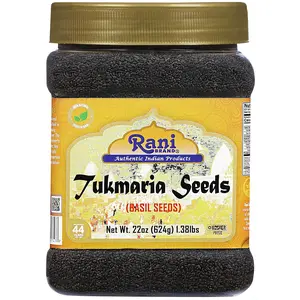 Rani Tukmaria (Natural Holy Basil Seeds) 1.38lbs (22oz) 624g Used for Falooda / Sabja Dessert, Spice & Ayurveda Herbal ~ Gluten Friendly | NON-GMO | Kosher | Vegan | Indian Origin