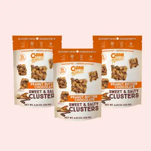 Chunk Nibbles Peanut Butter & Chocolate Snack Clusters | 3 Pack | 4.25oz Bags | Sweet & Salty Cluster Bites
