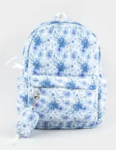 TILLYS  Womens Quilted Floral Backpack, Blue Combo