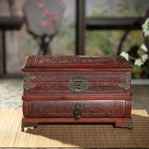[Carved blood sandalwood jewelry box] Can be collected or used at home