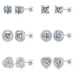 Turandoss 6 Pairs 925 Sterling Silver Gold Plated CZ Flat Back Stud Earrings Set for Women – Minimalist Everyday Stackable Earrings