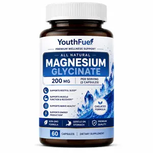YouthFuel Magnesium Glycinate 200mg | Chelated High Absorption Magnesium Supplement | Supports Sleep, Relaxation, Muscle & Nerve Health | 60 Tablets | Non-GMO