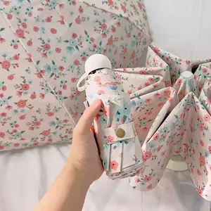 Fashion Print Capsule Umbrella, Six Bone Gel Sunscreen UV Protection, Manual Foldable Rain Umbrella, 1pcs Stylish Outdoor Accessory