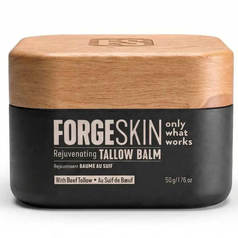FORGE SKIN Wrinkle Defense & Natural Anti-Aging Beef Tallow Moisturizer for Men - Face Balm Skincare Cream for Dry Rough Skin Tallow-Based Mens Face Lotion for Hydration Firmness Wrinkle Repair & Glow Honey Jojoba Hydrating Smooth Skin Nourishing Moisture