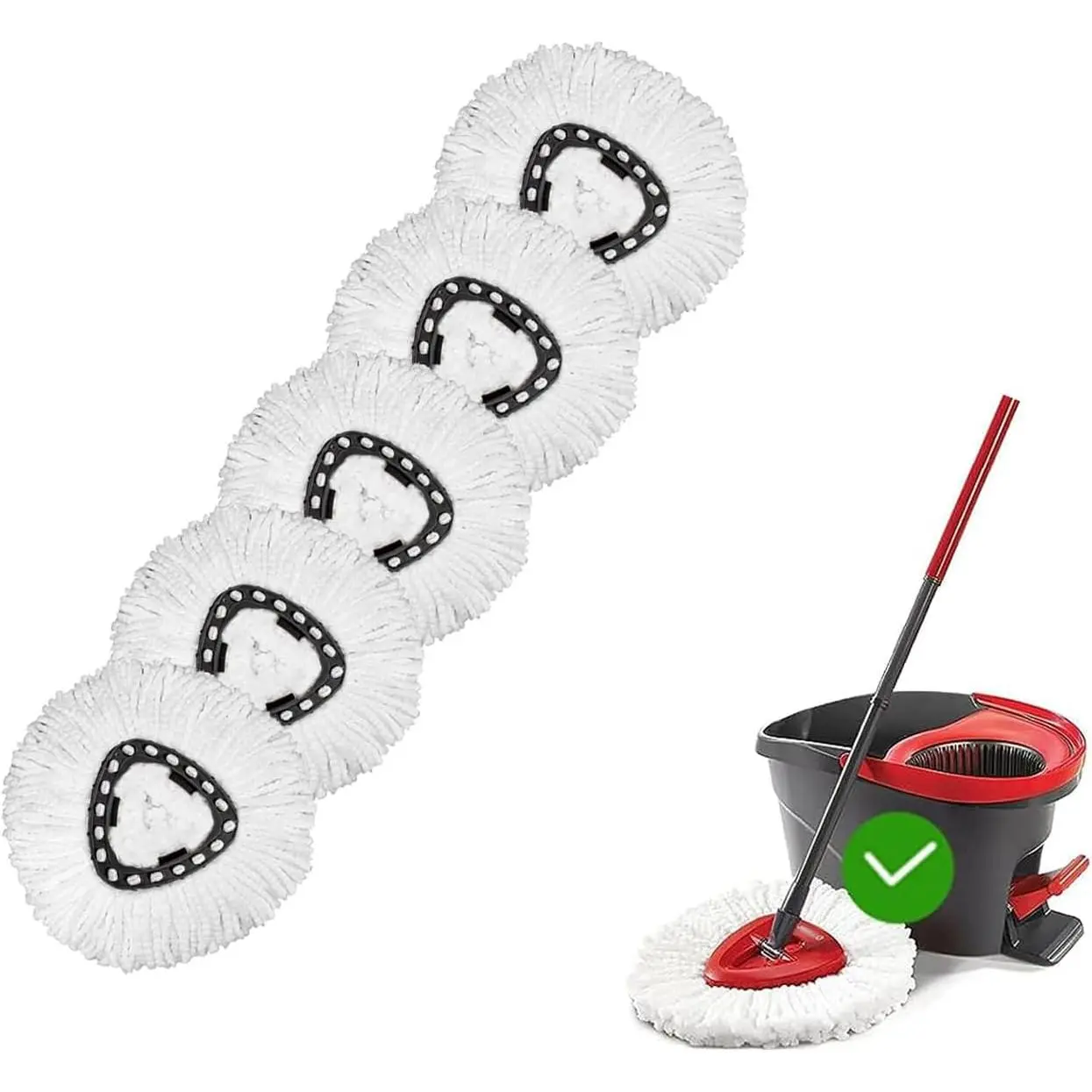 [ 5 Pack ]Mop Heads Replacements, Spin Mop Replacement  Deep Cleaning Machine Washable and Easy-to-Replace,Spin Mop Refill Replacement   Microfiber,Mop  Compatible with O Ceda EasyWrin